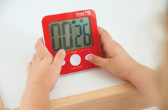 Red coloured Jumbo Digital Timer showing countdown display with large Start Stop buttons for classroom, therapy and time management activities
