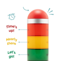 This is an image of the Stoplight Traffic Light Timer. It has the words Time's up, Nearly there and Let's go.