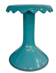 Ergerite Flexi Stool in Lake Green Colour with scalloped edge on a white background