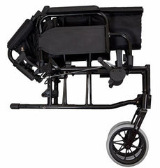 Lightweight Transit Wheelchair Black Frame folded up