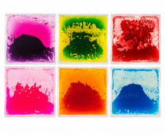 Close-up of Sensory Liquid Floor Tile showing colourful liquid movement in response to pressure