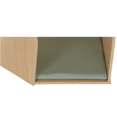 Little Summit Corner Space sage green upholstered floor cushion providing comfortable seating inside the wooden play area