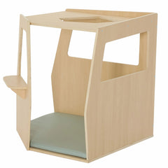 Little Summit Corner Space wooden play and learning structure showing two open entry areas and sage green padded floor