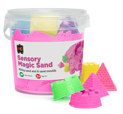 Pink coloured Educational Colours Sensory Magic Sand reusable modelling sand in storage tub for fine motor skill development and creative play