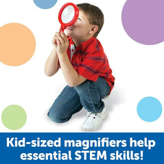 Child using jumbo magnifier for STEM learning