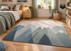 Mellow Mat® Kids Collection Mountains memory foam floor mat in a bedroom providing a comfortable surface for children's activities in education and therapy environments