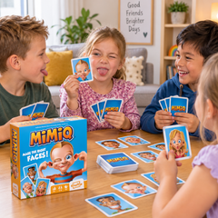 Children playing MiMiQ facial expressions game for social skills and emotional learning at home.