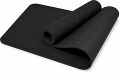 Black modified yoga mat with alignment lines