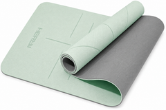 Green modified yoga mat with alignment lines