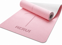 Pink modified yoga mat with alignment lines