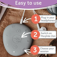 Morphée Zen portable meditation device with wired headphones for relaxation at home or while travelling
