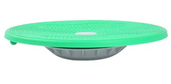 Side view of green coloured Multi Functional Balance Board 37cm with circular feet.
