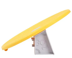 Side view of yellow coloured Multi Functional Balance Board 37cm with squared feet in 1st position.