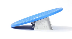 Side view of blue coloured Multi Functional Balance Board 37cm with squared feet in 2nd position.