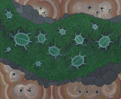 This is an image of a Floor Mat with Indigenous Art by Leanne Watson - Darug. It is My Turtle Dreaming  design.