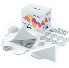 Nanoleaf Shapes smart light panel kit with packaging on a white background