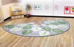 Natural World Semi-Circle Rug with calming leaf pattern for classrooms