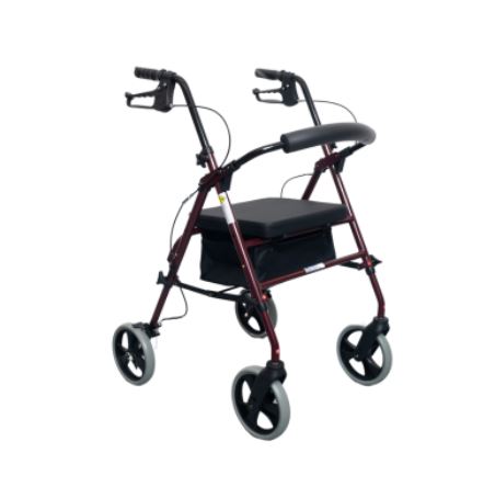 Nomad Rollator Dual Height Adjustable with burgundy frame