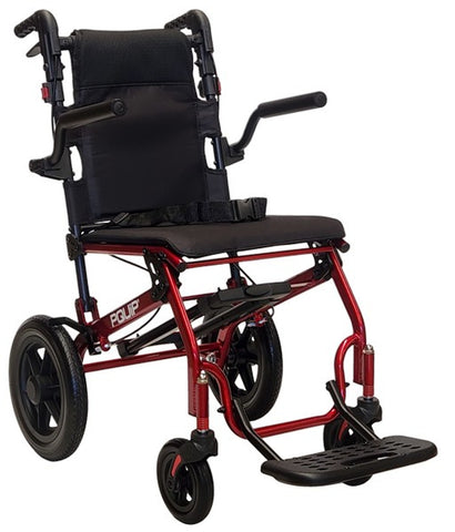 PA224 Transit Wheelchair with black fittings and material, and red frame
