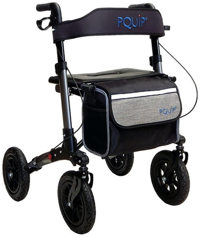 PA352 All Terrain X-Fold Rollator with black material and fittings and aluminium frame