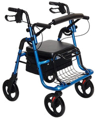 PA380 Transit Chair Rollator with black fittings and material, and sky blue frame