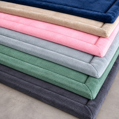 Image of 6 memory foam mats in dark blue, beige, light pink, light grey, sage green, and green.