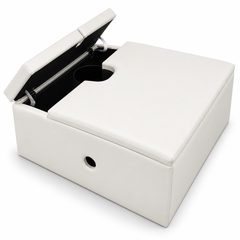 Hinged podium with an open design for bubble tubes.