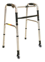 This is an image of the 1 Button Walking Frame with 3" wheels - Chrome Colour Frame - RWK306CH