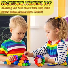 Two children playing with Rainbow Art Balls Fidgets