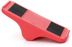 Red coloured Weplay Rocking See Saw with foot grips, supporting children's balance and coordination through a rocking movement activity