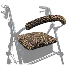 Rollator seat and bar covers with leopard spots pattern