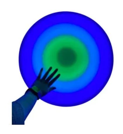 Hand held up to Round Interactive Colour Changing Tile (50 cm)  blue