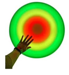 Hand held up to Round Interactive Colour Changing Tile (50 cm)  emerald