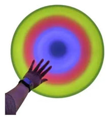 Hand held up to Round Interactive Colour Changing Tile (50 cm)  lime