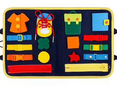 Sensory Practical Ability Busy Book soft fabric fine motor activity book with zips, fastenings, tactile sensory elements and carry handle for therapy, classroom and home use