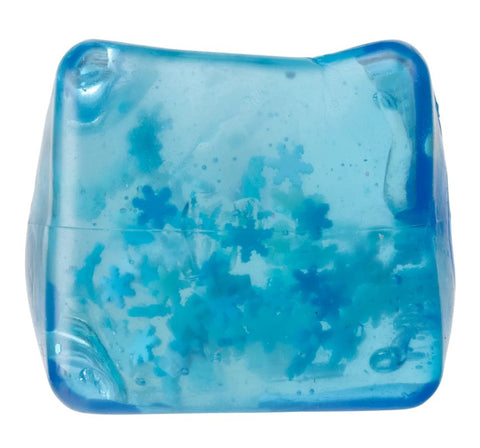 Blue Snowflake Jelly Cube blue squishy fidget with floating snowflakes