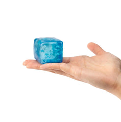 Blue Snowflake Jelly Cube held in hand for tactile fidgeting
