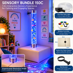 Bubble tube bundle with podium and fiber optic.