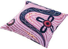 This is an image of cushions. Billyara - Songline. Indigenous Art.