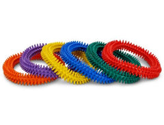 Set of six Spike Rings in orange, purple, yellow, blue, green, and red