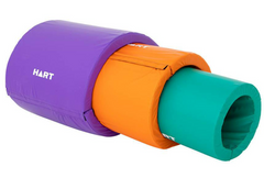 This is an image of 3 tunnels - stack - A tubes. colours are large purple on the outside, orange in the middle and green in the centre.