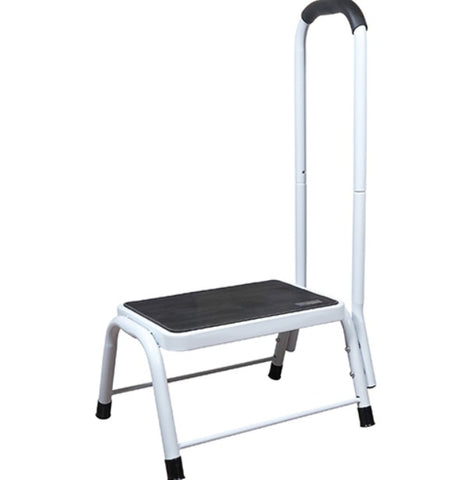 Step stool with handrail on a white background