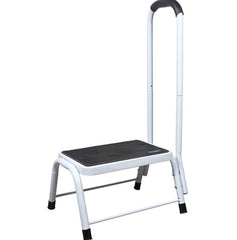 Step stool with handrail on a white background
