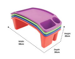 Four stacked student lap desks showing dimensions of 58cm width, 20cm height, and 30cm depth.