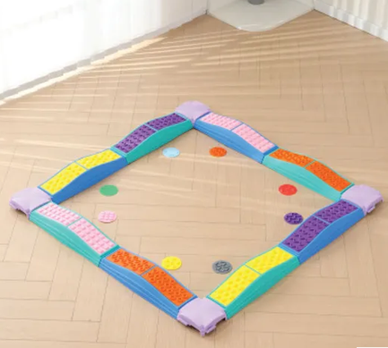 Mulit-coloured Tactile Balance Stones & Beams 20 piece sensory balance set for gross motor play, coordination and obstacle course activities