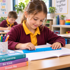 Busy Fingers Tactile Ruler supporting sensory input, focus and concentration for a student in the classroom.