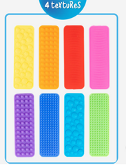 Mixed colours of a pack of eight Textured Fidget Strip