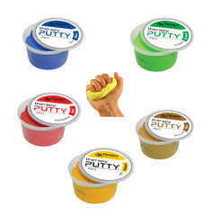 Therapy Putty Set with five colour-coded resistance levels for hand strengthening, rehabilitation, fine motor development, occupational therapy, physiotherapy, NDIS support, aged care and home therapy.