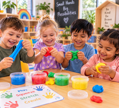 Children enjoying colourful Therapy Putty for sensory play and fine motor development in a preschool classroom.
