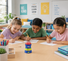 Students using a Time Tracker Mini visual timer during a classroom activity.